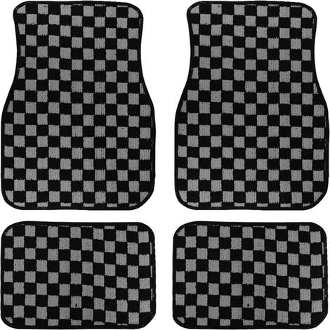 Lot de 4 tapis de sol de voiture en peluche style course, universels pour l'avant et l'arrière, antidérapants et légers (blancs) (1/5)
