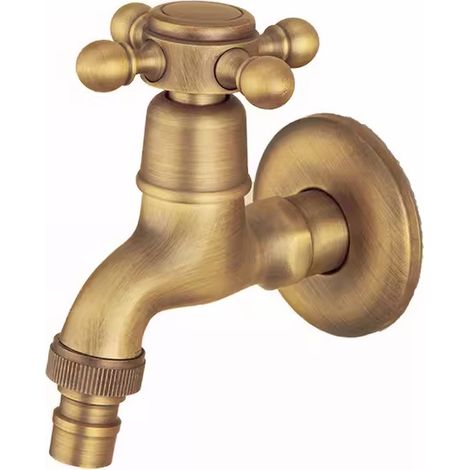 Robinet de machine à laver court de style ancien, robinet d'eau froide simple en laiton massif, commande à poignée unique, facile à installer. (1/5)