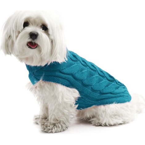 Fashion Dog Hunde-Strickpullover mit Zopfmuster - Petrol - 60 cm (1/3)