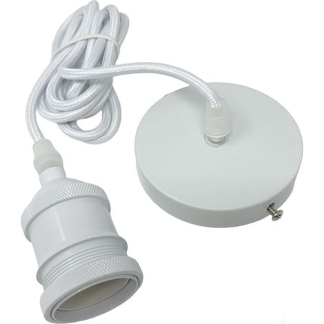 Portalampada a sospensione cavo in corda 2 metri vintage lampada da soffitto retrò per lampadine E27 bianco (1/5)