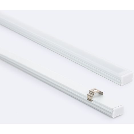 Aluminiumprofil Aufbau 12x8 mit für LED Streifen bis 8 mm Weiß 2 m Halbtransparent