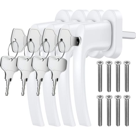 Set 4 Maniglie Finestre con Serratura Chiave Sicurezza Bianca (1/5)