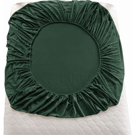 Drap housse « BEAR » 180x200+28 vert bouteille (1/4)