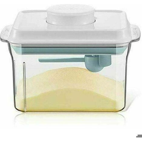 Boîte lait poudre 1.7L avec grattoir cuillère, distributeur rangement pour aliment bébé céréale (1/4)