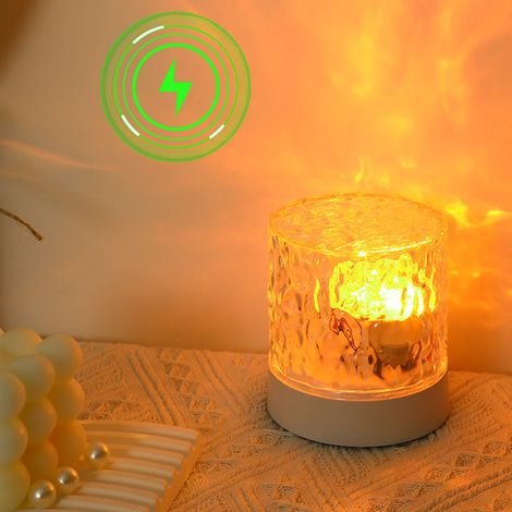 Nachtlicht mit Welleneffekt, würdig des Kleinen Roten Buches/würdig von Instagram, ein kreatives Geschenk fürs Schlafzimmer, eine Tischlampe mit Flammeneffekt, monochrom. (1/5)