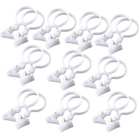 Set mit 10 runden Duschvorhangclips aus Kunststoff, 12 x 6 cm – 7,00 x 3,50 x 1,00 cm – Weiß (1/4)