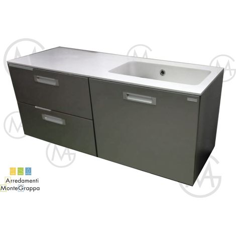 Composizione lavanderia lavella dipiù l.120 grigio lava con top unico bianco