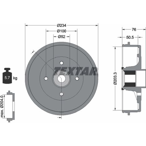 Tambour de frein Textar 94045000 NISSAN 43206AX650