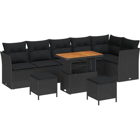 Maison Exclusive - Garten-Sofa-Set mit Kissen 9 pcs Schwarz 90 x