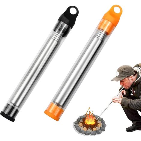 Fuelle de bolsillo de acero inoxidable, paquete de 2, de ocho secciones, para camping, barbacoa y picnic. (1/5)