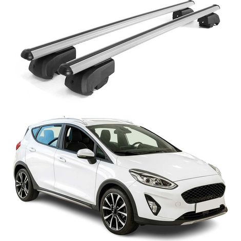 OMAC Aluminium Dachträger Querträger für Ford Fiesta Active 2018-2023 – City Crash – ISO/PAS 11154:2006 – Abschließbar – Max. 75 kg – 2 Stangen Silber (1/5)