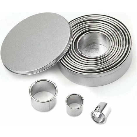 CHOYCLIT 12 Stück runde Ausstechformen, Kreise, Ausstechformen, Küchenausstecher für Kekse, Zuckerpaste, Kuchen, Keksausstecher, Ausstechformen aus Edelstahl