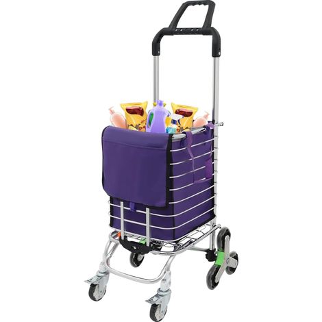 Chariot de courses avec roues, chariot pliable pour monter les escaliers, chariot de transport portable avec sac imperméable amovible, capacité : 35 l