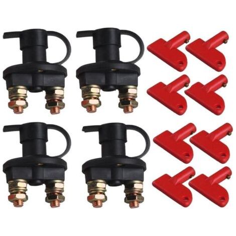 Lot de 4 interrupteurs d'isolement/d'arrêt d'urgence pour batterie de voiture 12V/24V (1/4)