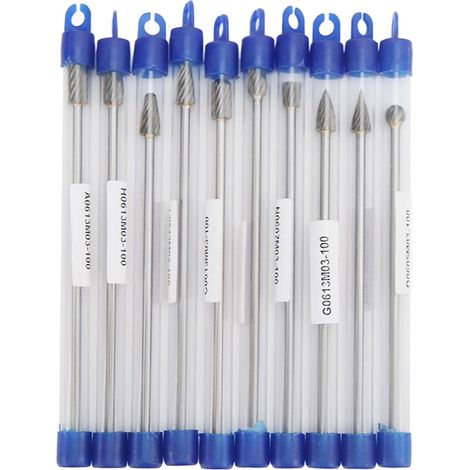 Ensemble de fraises rotatives en carbure, limes de meulage multifonctions pratiques à tige de 3 mm 10 pièces haute efficacité pour voiture pour bateaux (1/5)