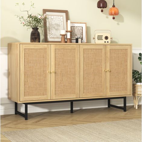 MEUBLIV Credenza 140 x 39,5 x 80 cm effetto legno – 4 ante, ampio spazio (1/5)