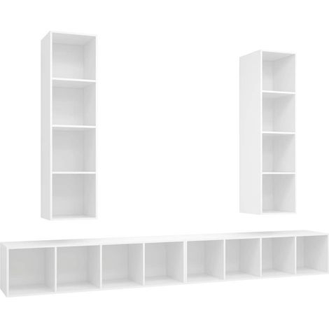 vidaXL Muebles de salón de pared 4 piezas madera de ingeniería blanco (1/2)