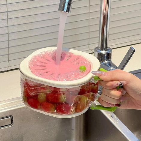 Bac d égouttage pour légumes avec robinet panier à fruits et en polypropylène de qualité alimentaire épais pliable poudre fraise . (1/5)