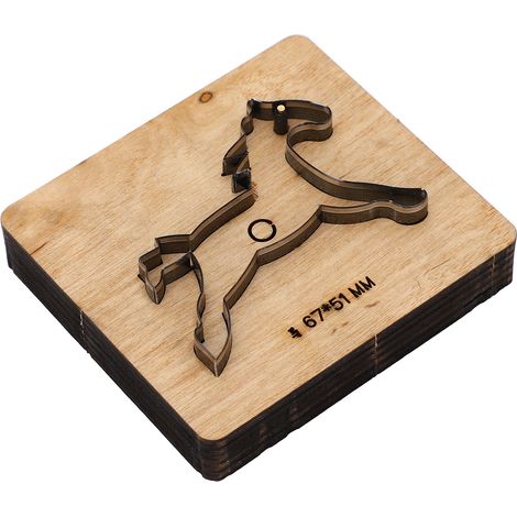 Matrice de découpe pour cuir en forme de cheval, bords nets, en acier allié, 67 x 51 mm (1/5)