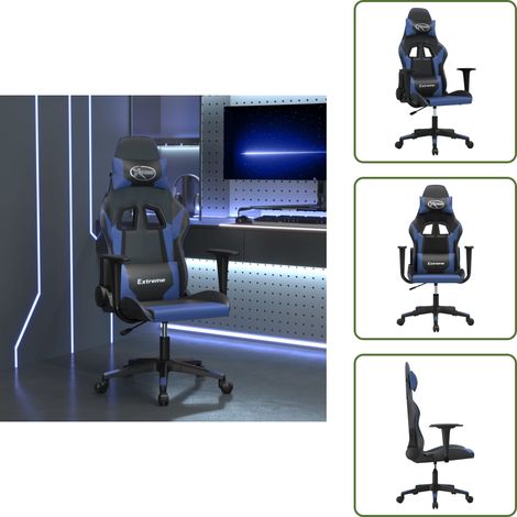 Gaming-Stuhl mit Massagefunktion Schwarz und Blau Kunstleder - Gaming Stuhl - Gamer Chair - BürostuhI - Schreibtischstuhl - Ergonomischer Stuhl (1/5)
