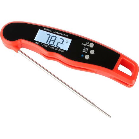 Thermometre Digital Pour Viande - Étanche IP67 - Lecture Instantanée 3 s - Affichage Rétroéclairé et Pivotant - Plage -58 à 299 °C - Sonde Acier Inoxydable 11 cm - 1 Pièce