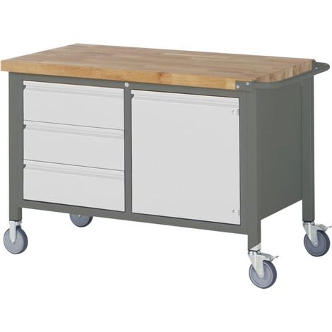 Etabli mobile STIER Premium avec 3 tiroirs et 1 porte battante, lxPxH 1 250x700x880 mm (1/5)