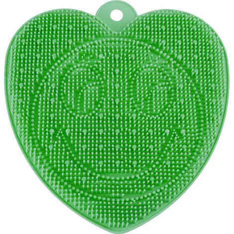 Tapis de massage des pieds en silicone en forme de cœur, stimulant la circulation sanguine et la détente, vert, pour le bain et la douche.-AquaForge (1/5)