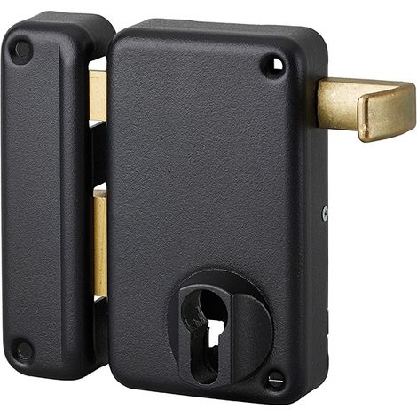 Serratura verticale da applicare doppio cilindro a tirante per porta esterna, sinistra, asse 45mm, 75x130mm, nero - THIRARD