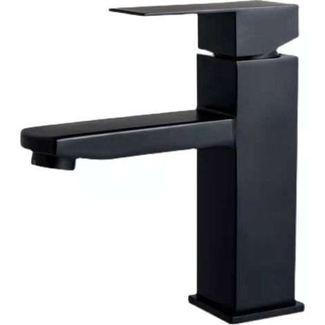 Robinet Noir Comptoir Évier Cascade Salle De Bains Robinet De Salle De Bains Anti-empreintes Digitales Carré Chrome Mono Robinet (1/4)