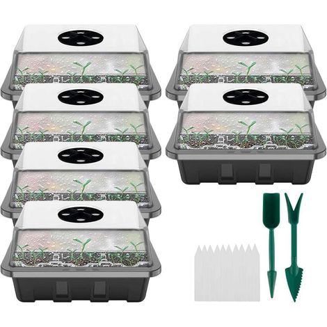 Boîte de propagation 12 cellules avec couvercle et ventilation - Serre d'intérieur mini pour semis et boutures (1/5)