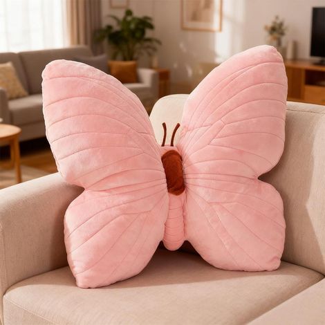 canapé - Rose – Coussin en peluche papillon - 40 cm - Coussin décoratif esthétique pour enfants - Salon (1/5)