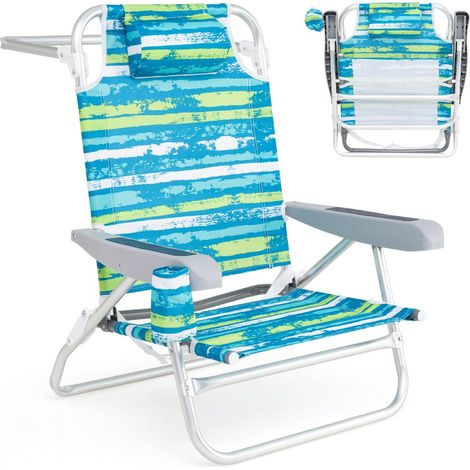 Set di 2 lettini prendisole pieghevoli 62 x 54 x 80 cm con 5 posizioni comfort ottimale e design portatile in tessuto oxford verde 200009841