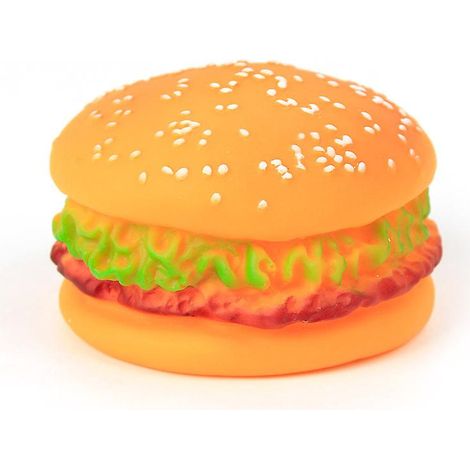 Jouet à mâcher en silicone de haute qualité pour chien, en forme de hamburger, 7,5 x 5 cm, pour la dentition des animaux de compagnie.