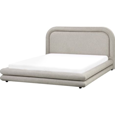 Cama tapizada de tela con cabecero y somier muebles de dormitorio gris pardo 160 x 200 cm Lavardens
