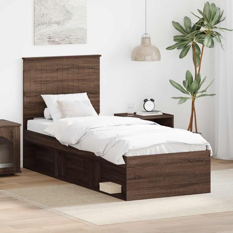 Bettrahmen Braun Eichen-Optik 75 x 190 cm Massives Kiefernholz (1/5)