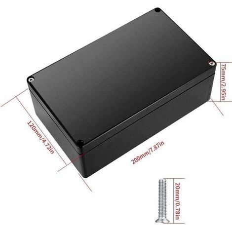 Boite de Derivation Etanche IP67 Electrique Exterieur. Boîte de Jonction Connecteurs. Boitier Plastique Electronique Extérieur (Noir 20X12X7.5CM) (1/4)