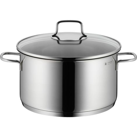 Marmite grande 24 cm, couvercle en verre, marmite à induction 5,7 l, convient à tous les feux courants, convient au four jusqu'à 18°C, acier inoxydable poli, non revêtu (1/5)