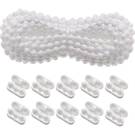 Chaîne de Remplacement pour Store Enrouleur - Perles Verticale 4,5mm Chaîne sans Fin avec 10 connecteurs de chaîne