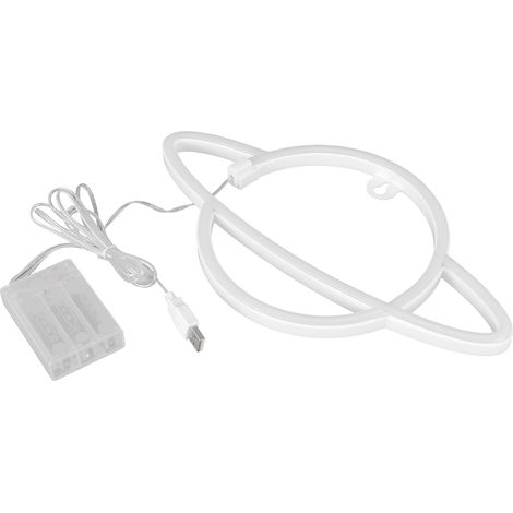 Lumière néon lampe LED forme planète décoration chambre dortoir fête (lumière bleue et rose) (1/5)