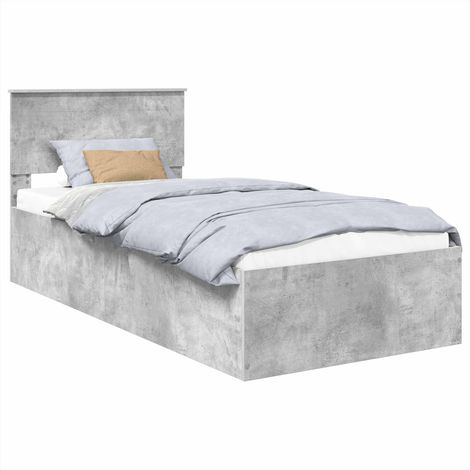 Bettrahmen mit Kopfteil Beton Grau 100 x 200 cm Holzwerkstoff vidaXL
