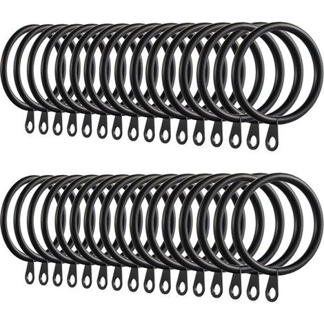 Anelli per tende neri - in ferro resistente - set da 60 (1/5)