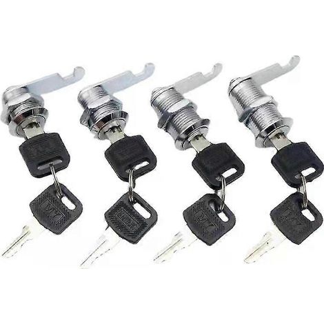 Lot de 10 serrures à came de 16 mm avec cylindre de verrouillage et pêne dormant, pour portes et armoires. Serrure de sécurité à came avec clés. (1/5)