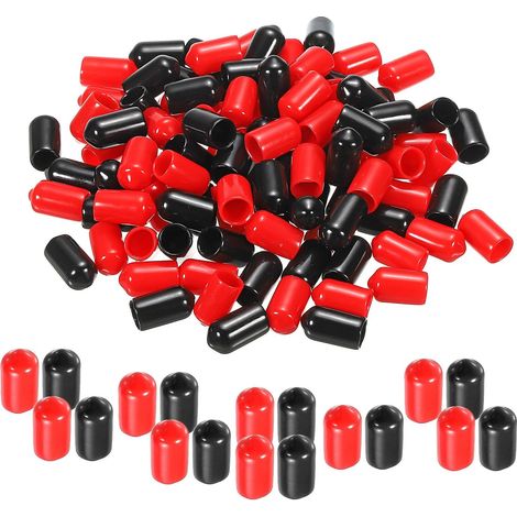 100pcs Caoutchouc Extrémité Capuchons Couverture Assortiment 8mm Vinyle Vis Filetage Protecteur pour Vis Boulon Noir Rouge (1/5)
