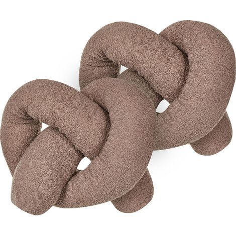 Set of 2 Decorative Cushions GLADIOLUS Boucle 172 x 14 cm Brown Solid (1/5)