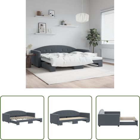 vidaXL Sofa-Bett - Tagesbett Ausziehbar Dunkelgrau 90x200 cm Samt (1/5)