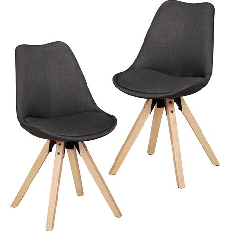 2er Set Retro Esszimmerstuhl Anthrazit Polsterstuhl Stoff-Bezug Rückenlehne Design Küchen-Stuhl gepolstert B/H/T ca. 49/87/52cm (1/5)