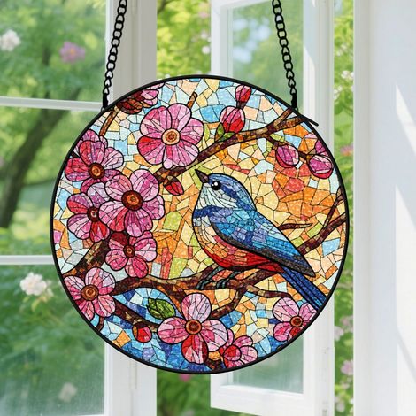 9cm Suspension en Vitrail, Attrape-Soleil Coloré Unique Artistique pour Porte Fenêtre, Cadeau Noël, Anniversaire pour Femme Homme (1/5)