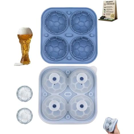 Moules à glaçonsMoule à glaçons, ballon de football, silicone, bleu, 4 gros glaçons (1/5)