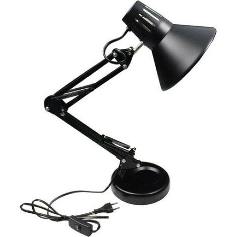 TrAdE Shop Traesio - Lampada Da Scrivania Con Braccio Snodabile Attacco E27 Luce Tavolo Per Ufficio - Nero (1/3)
