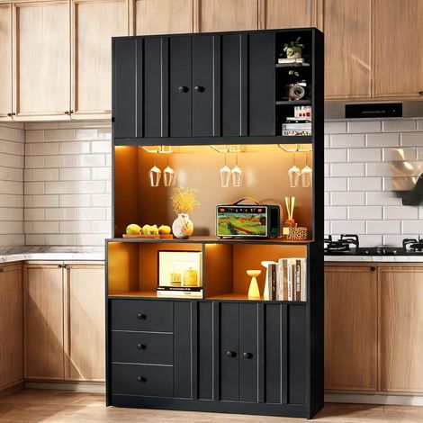 Buffet coloris noir en MDF 100 x 40 x 180 cm (1/5)